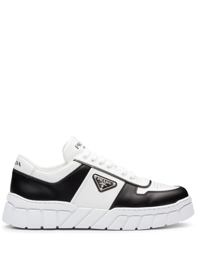 Prada Low-top Leather Sneakers In White