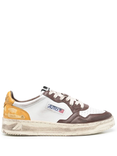 Autry Low Multicolor Leather Sneakers In Brown