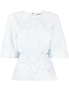 Ganni Broderie Anglaise Cotton Blouse In Blue