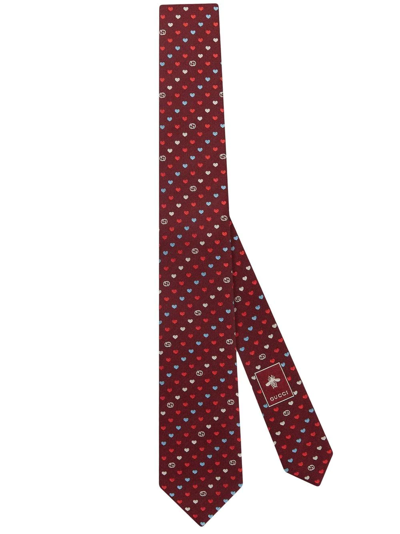 Gucci Interlocking G Jacquard Tie In Red