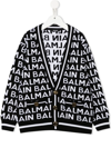 BALMAIN LOGO-KNIT WOOL CARDIGAN