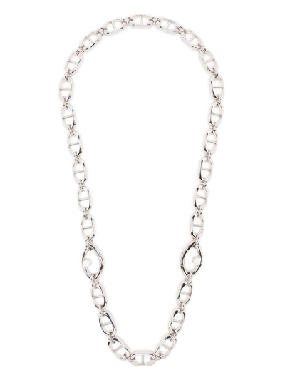 Capsule Eleven Chunky-chain Pearl-embellished Necklace In Silver