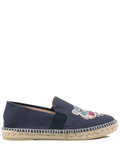 Kenzo Embroidered-logo Espadrilles In Blue