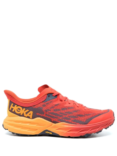 Hoka One One Speedgoat 5 Rubber-trimmed Mesh Running Sneakers In Red