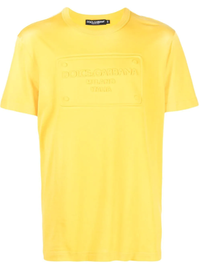 Dolce & Gabbana Logo-print Cotton T-shirt In Yellow
