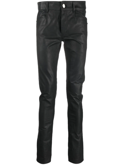 Rick Owens Skinny Leather Trousers In Black