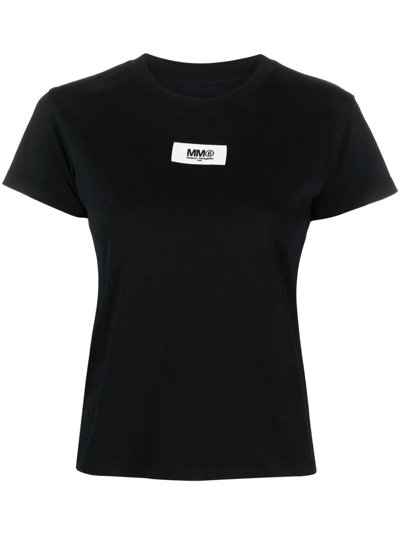 Mm6 Maison Margiela Black Logo Print Cotton T-shirt