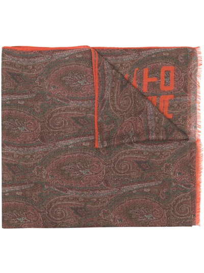 Etro Paisley-print Cashmere Scarf In Brown