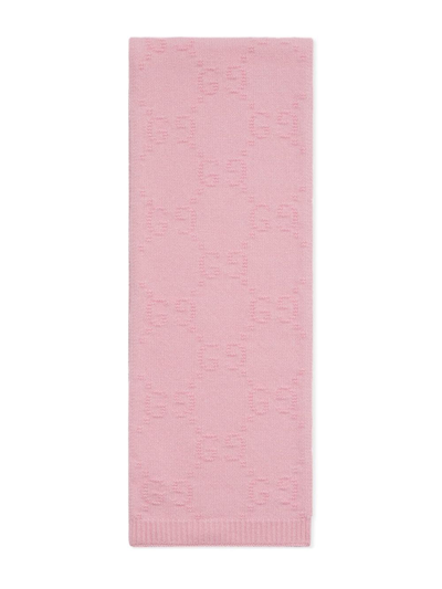 Gucci Kids' Gg Wool Knit Scarf In Pink