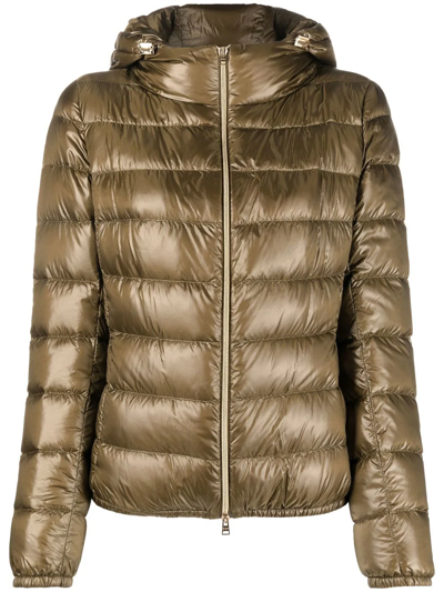 Herno High-shine Puffer Jacket In Green