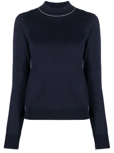 Maison Margiela Long-sleeved Wool Jumper In Blue