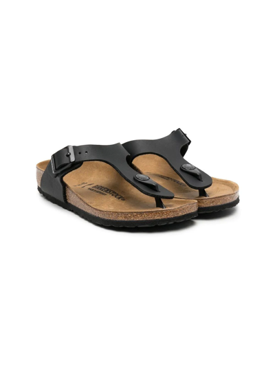 Birkenstock Kids' Gizeh Thong-strap Leather Sandals In Black
