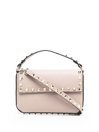 Valentino Garavani Stud-detail Leather Shoulder Bag In Neutrals