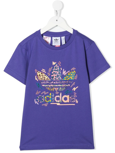 Adidas Originals Kids' Love Unites Trefoil T-shirt In Purple