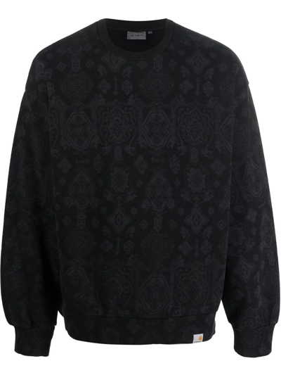 Carhartt Baroque-print Cotton Sweatshirt In Black