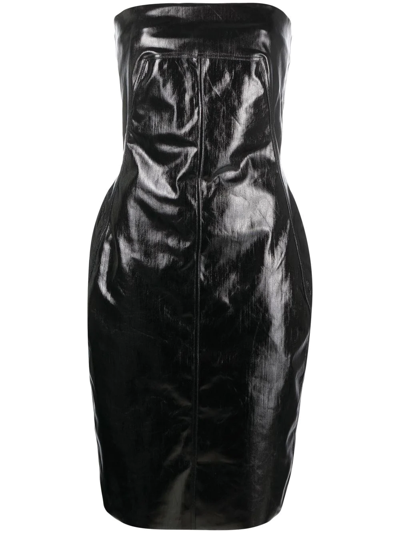 Rick Owens Black Lacquered Bustier Minidress