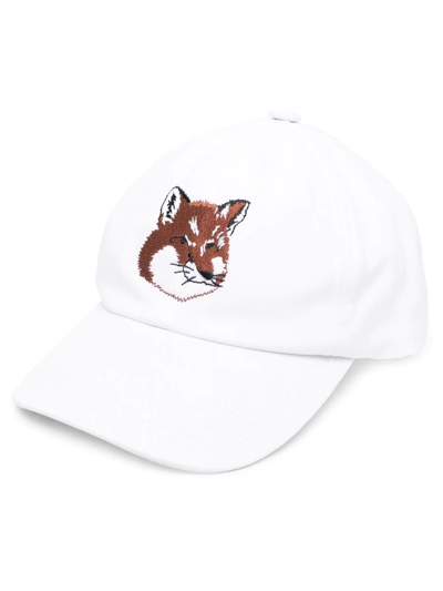 Maison Kitsuné Bold Fox Cotton Baseball Cap In White