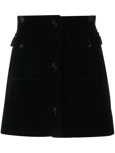Alessandra Rich Button-detail Velvet A-line Skirt In Black