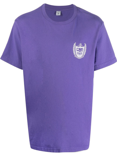 Sporty And Rich Logo-print Cotton T-shirt In Purple