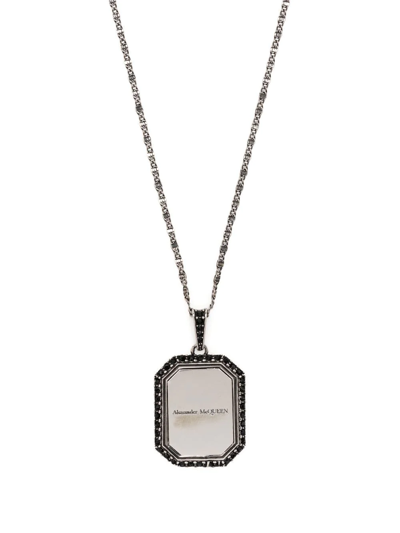 Alexander Mcqueen Plate Medium Cameo Necklace In Silver