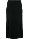Helmut Lang Zipper Waist Double Slit Midi-skirt In Black