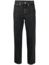 Apc A.p.c. High-waisted Straight-leg Jeans With Contrasting Stitching In Black