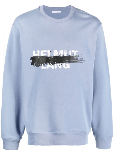 Helmut Lang Stencil Blue Logo Cotton Sweatshirt