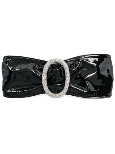Alessandra Rich Rhinestone Buckle-fastening Belt In Black