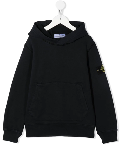 Stone Island Junior Kids' Compass-logo Hoodie In Blue