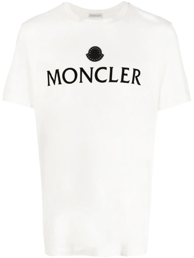 Moncler Felted-logo Cotton-jersey T-shirt In White