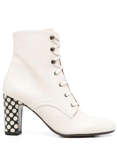 Chie Mihara Spot-print 85mm Leather Boots In Leche