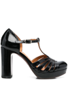 CHIE MIHARA CUT-OUT LEATHER 100MM PUMPS