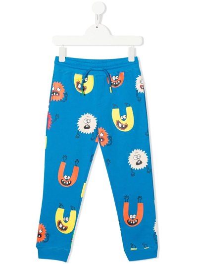 Stella Mccartney Kids' Monster-print Track Trousers In Blu/multicolor