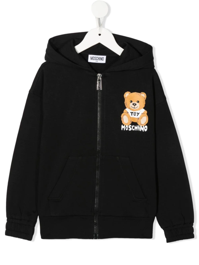 Moschino Kids' Teddy Bear-print Hoodie In Black