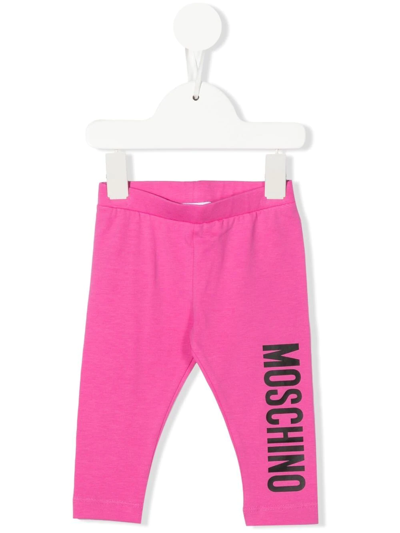 Moschino Babies' Logo Print Leggings In Pink