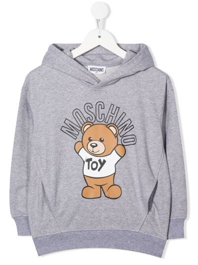Moschino Kids' Teddy Bear-print Hoodie In Grey