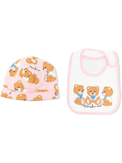 Moschino Teddy Bear-motif Babygrow Set In Pink