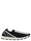 Dolce & Gabbana Sorrento Logo-tape Slip-on Sneakers In White/black