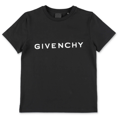 Givenchy Kids'  T-shirt Nera In Jersey Di Cotone In Black