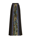 ETRO WOMAN LONG BLACK SILK SKIRT WITH RIBBONS AND FLORAL DETAIL