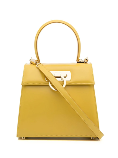 Ferragamo Small Iconic Top Handle Bag In Yellow