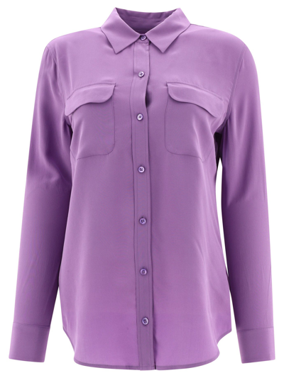 Equipment Slim Signature Silk Shirt In Pale Purple Violet