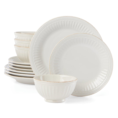 Lenox French Perle Groove 12 Piece Dinnerware Set In White