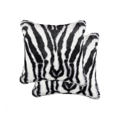 Luxe Faux Fur 2-pack Belton Pillow In Black