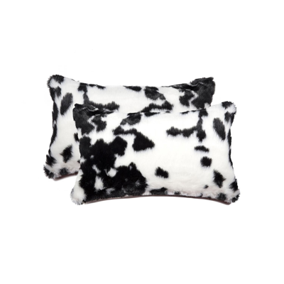 Luxe Faux Fur 2-pack Belton Pillow In Sugarland Black/white