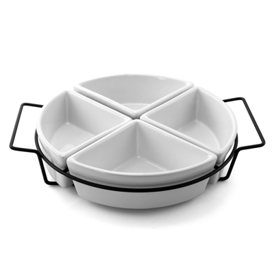 Gibson Gracious Dining Four Section Tray Set In White