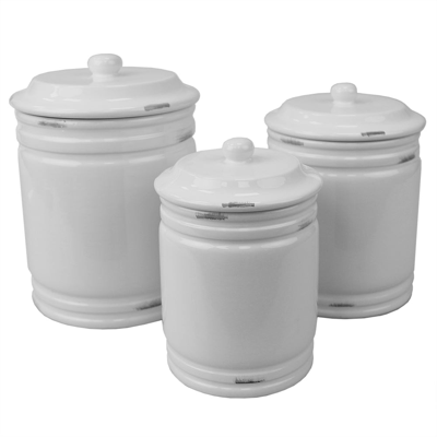 Home Basics Bella 3 Piece Ceramic Canisters In White