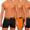 Aqs Classic Fit Boxer Brief 3-pack In Black/orange/black