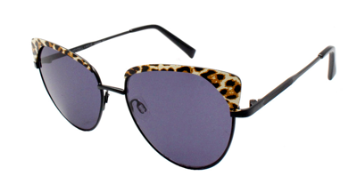 Kendall & Kylie Brinn Catty Round Metal Detail Sunglasses In Black Animal