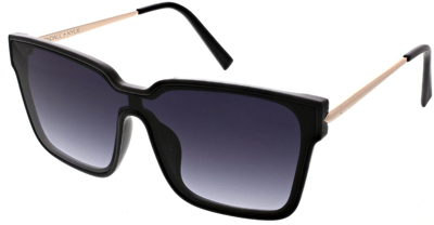 Kendall & Kylie Lux Rectangular Shield Metal Temple Sunglasses In Black